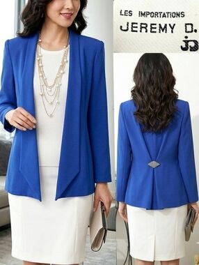 Vintage🦋JEREMY D🦋Padded Shoulder Chiffon Open Cardigan/Blazer